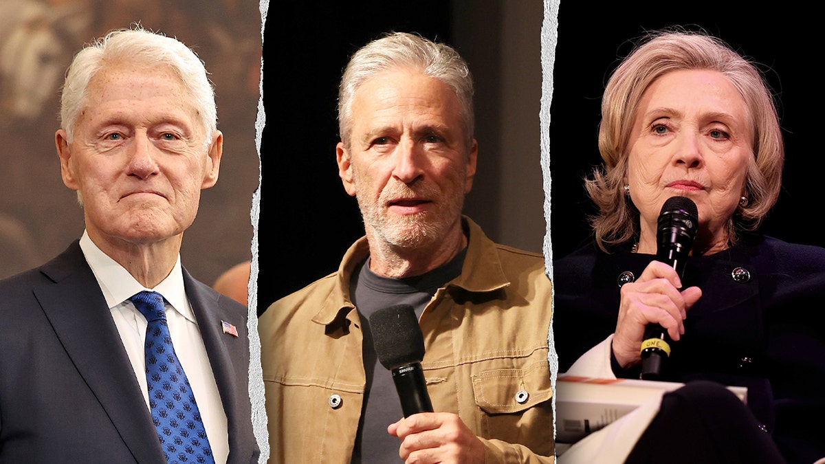 Bill Clinton, Jon Stewart and Hillary Clinton