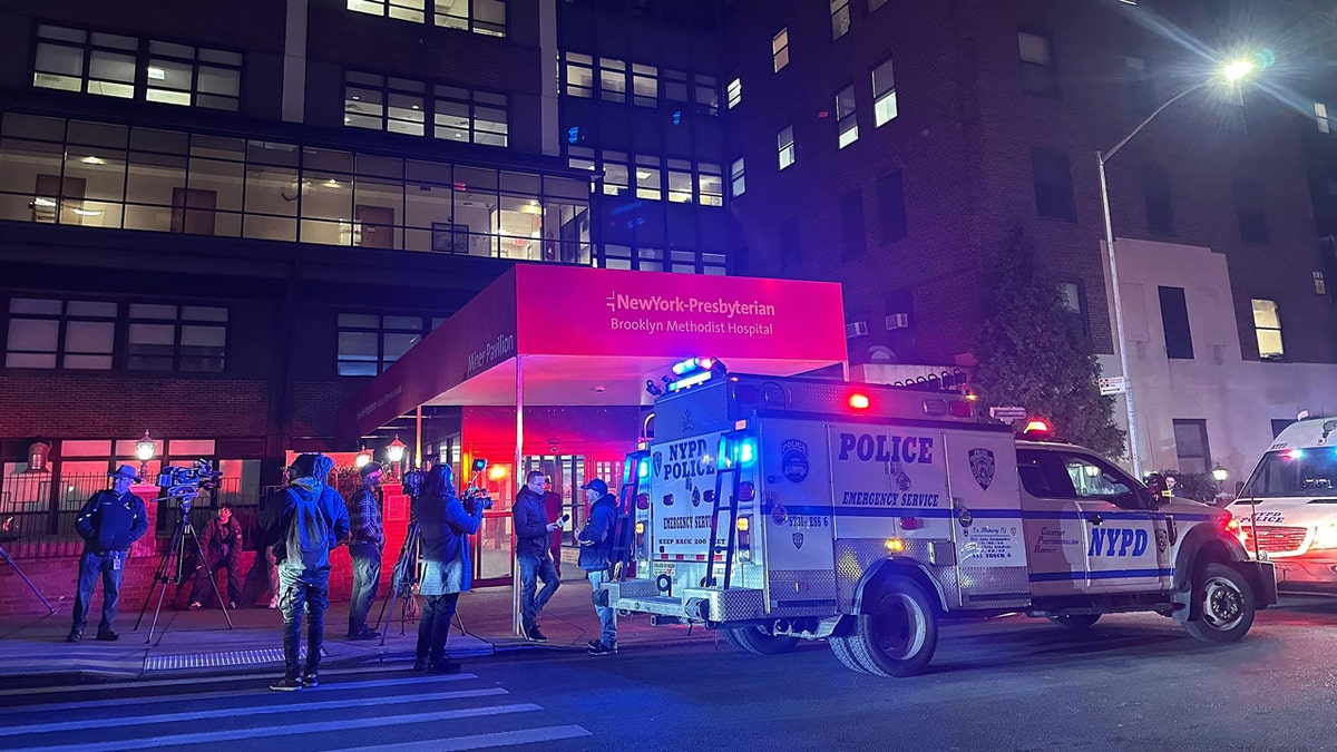 NYPD outside New York-Presbyterian hospital in Brooklyn