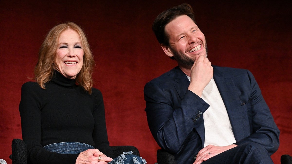 Catherine O'Hara and Ike Barinholtz at a panel in May 2025.