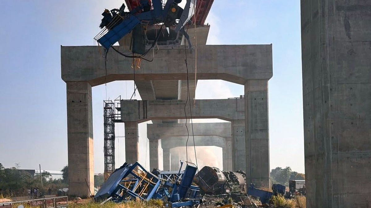 construction crane fell into a passenger train