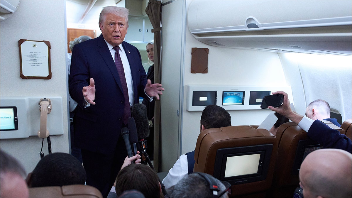 Donald Trump gaggle on Air Force One