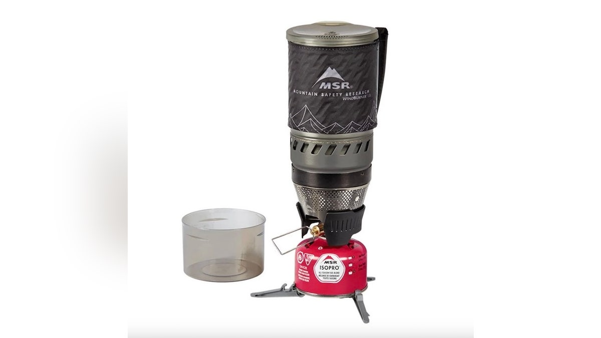 A stove that folds up for easy storage.