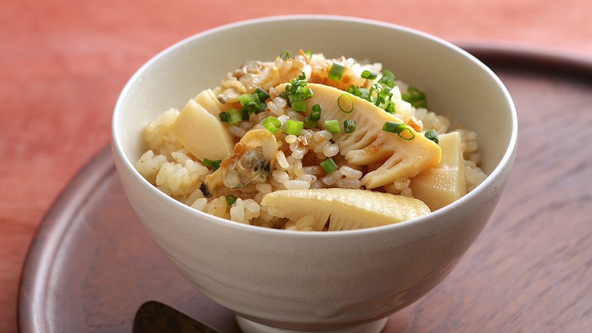 Bamboo shoots in rice bowl