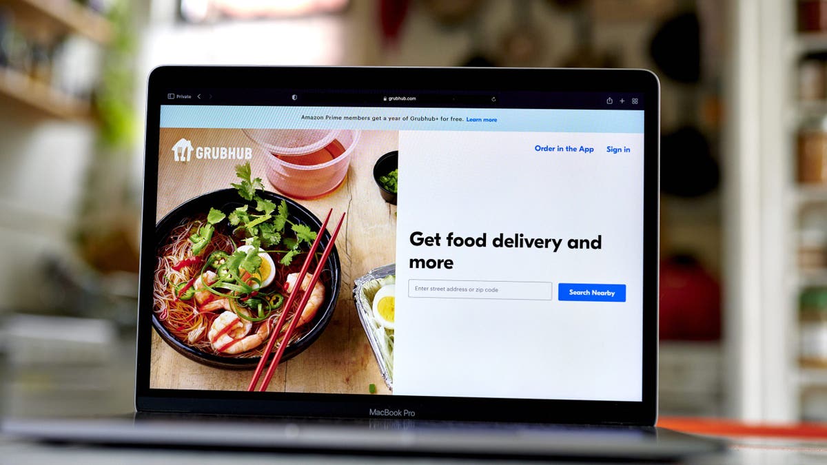 Laptop on the Grubhub site.