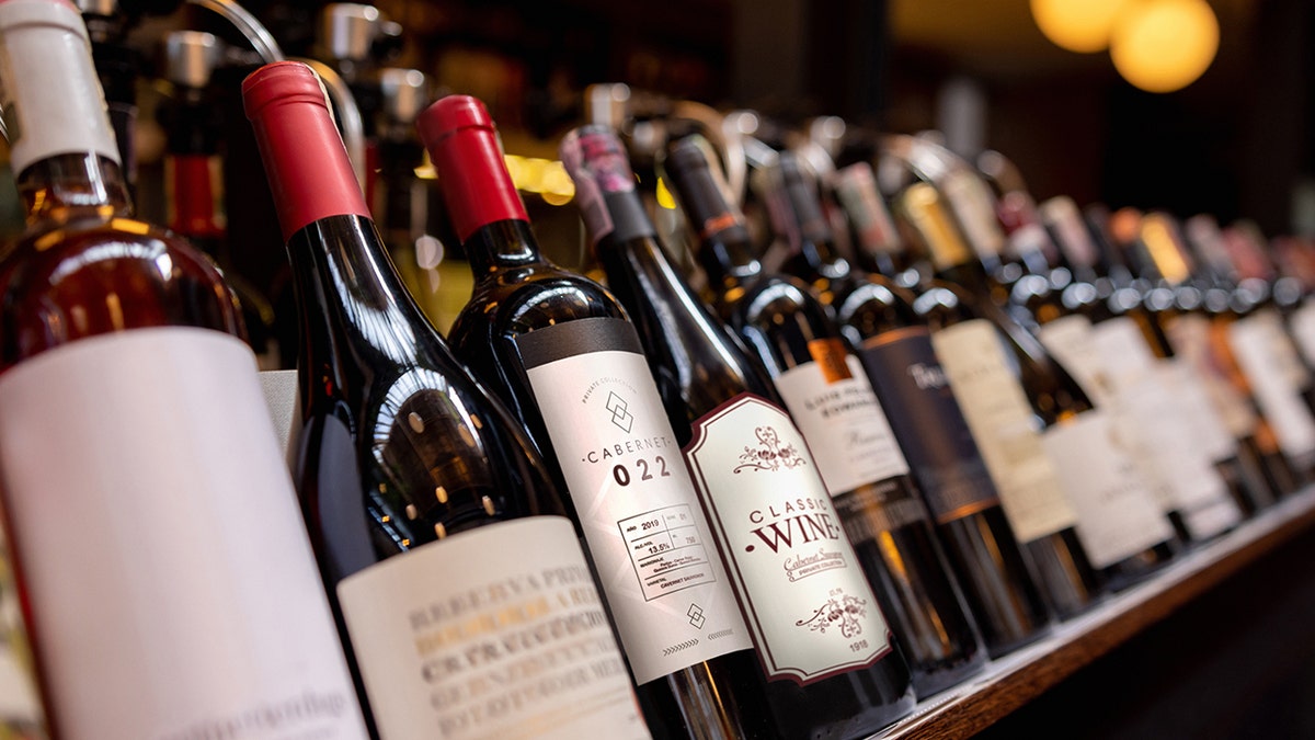 View of wine bottles