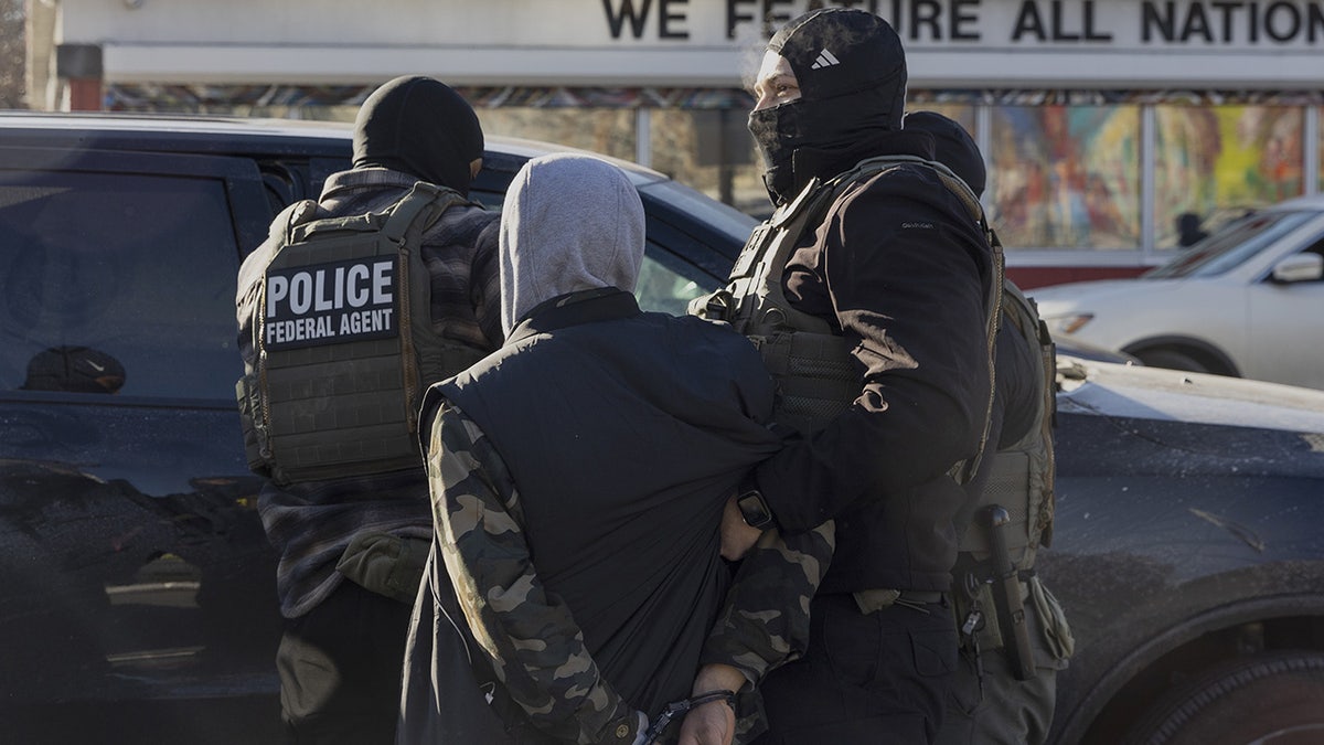 Two ice officers make an arrest