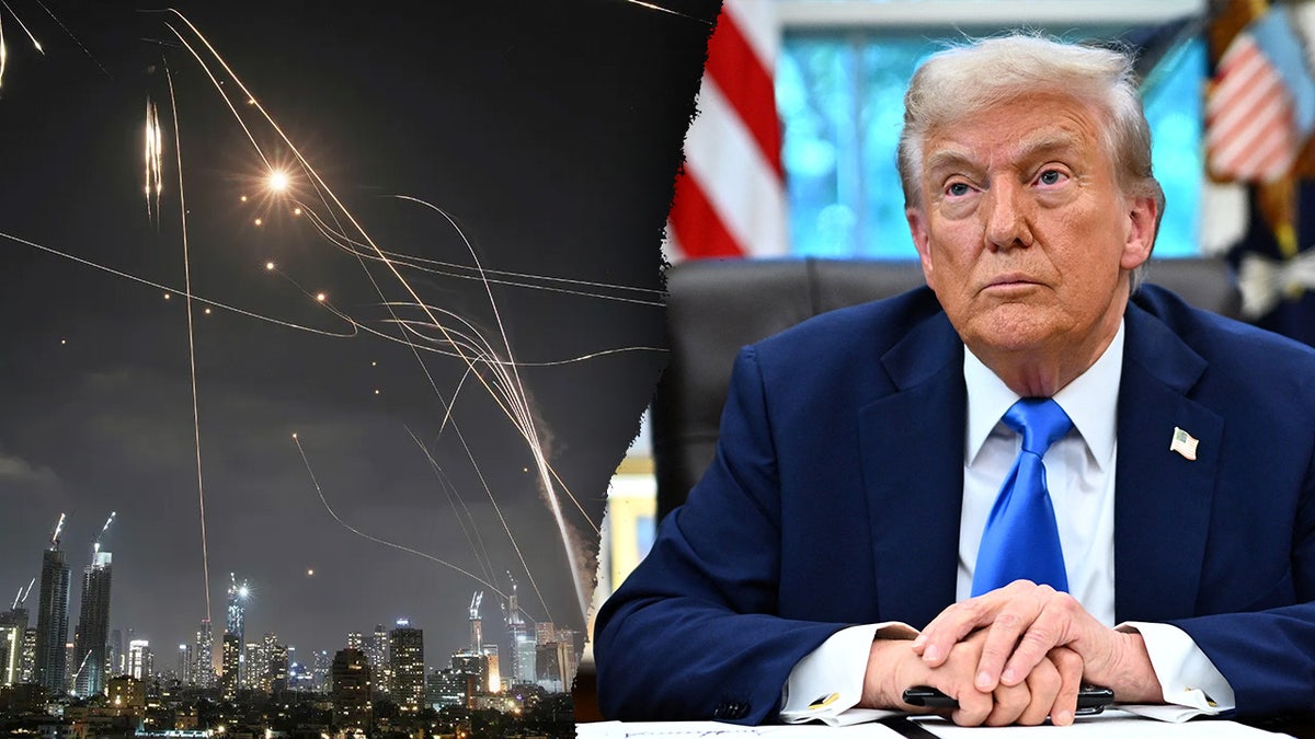 the Iron Dome, left, pictured alongside President Donald Trump, right