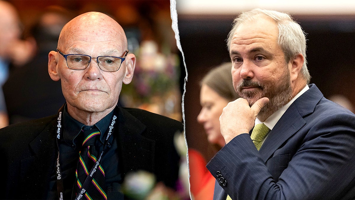 James Carville appears on the left and RNC Chairman Joe Gruters appears on the right in a side-by-side image.