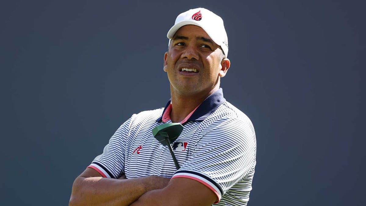 Jhonattan Vegas looks on during a golf tournament