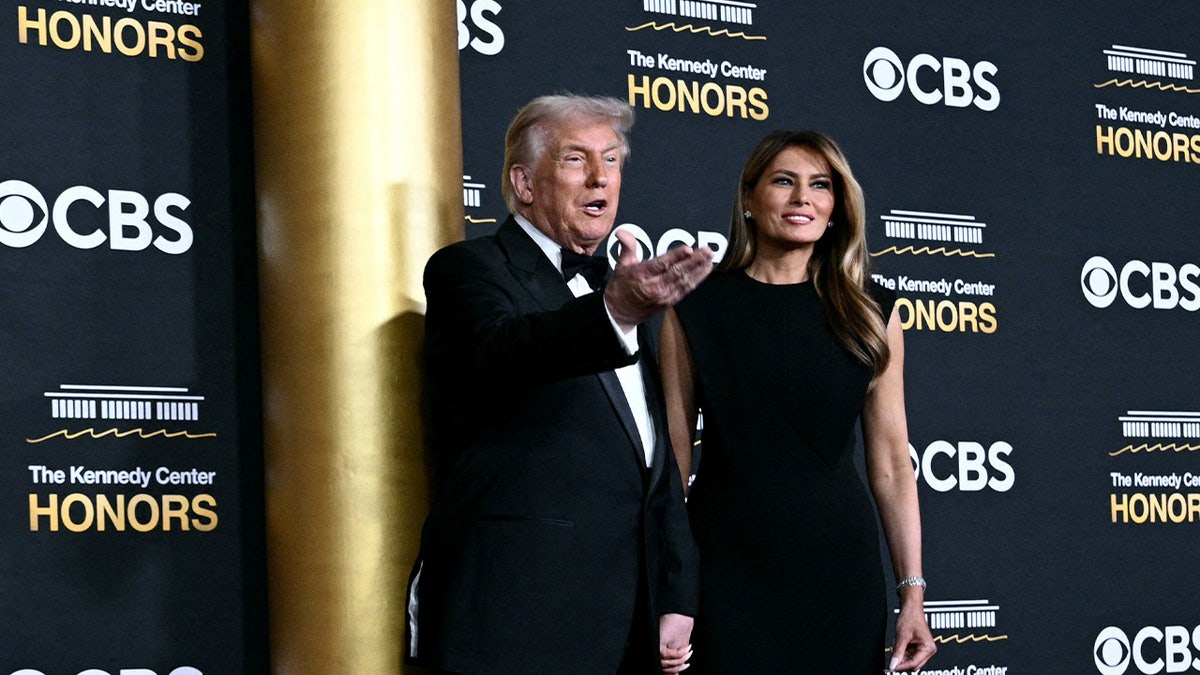 President Trump and first lady Melania Trump walk Kennedy Center Honors 2025's red carpet