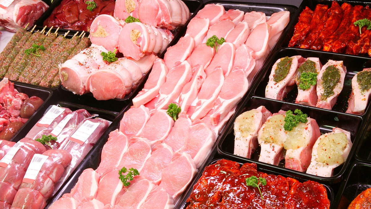Lean pork meat offerings in grocery store