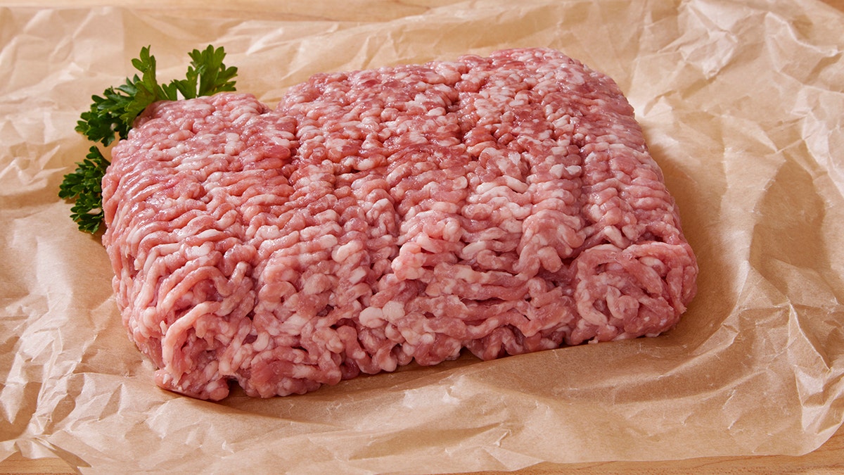 Minced pork on display