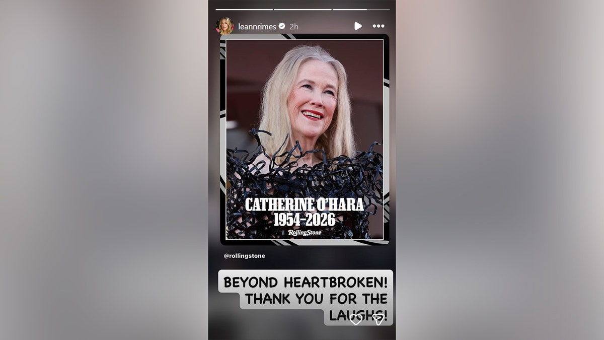 Leann Rimes shared a tribute to O'Hara on Instagram stories.