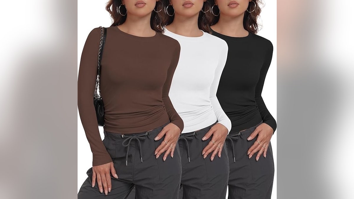 This long sleeve crew neck is perfect for layering.