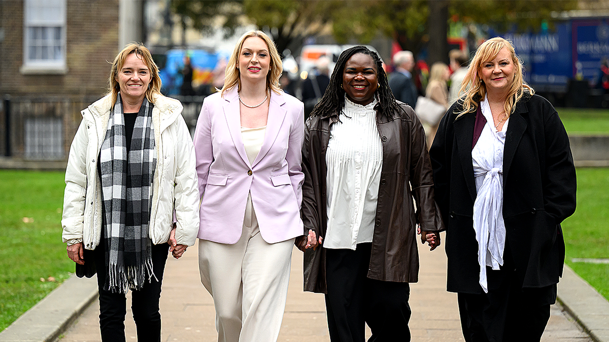 Jennifer Melle and Darlington nurses walking after tribunal hearing