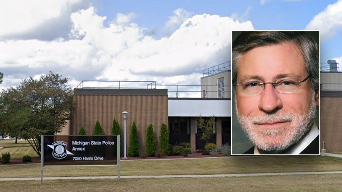 Inset of Judge Tomas Ludington over Michigan State Police headquarters