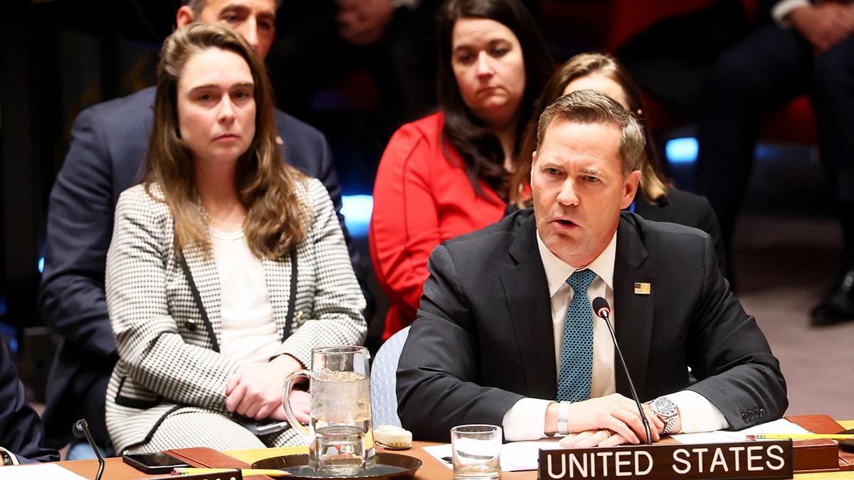 U.S. Ambassador Mike Waltz speaks during UN meeting