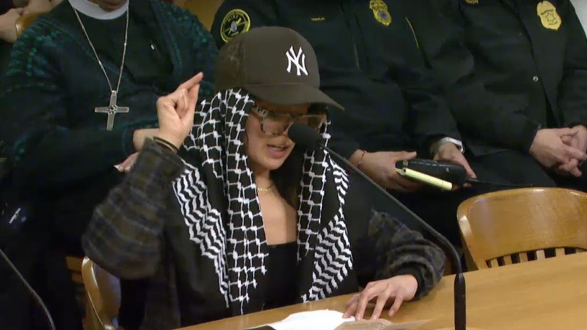 A resident speaks at a meeting