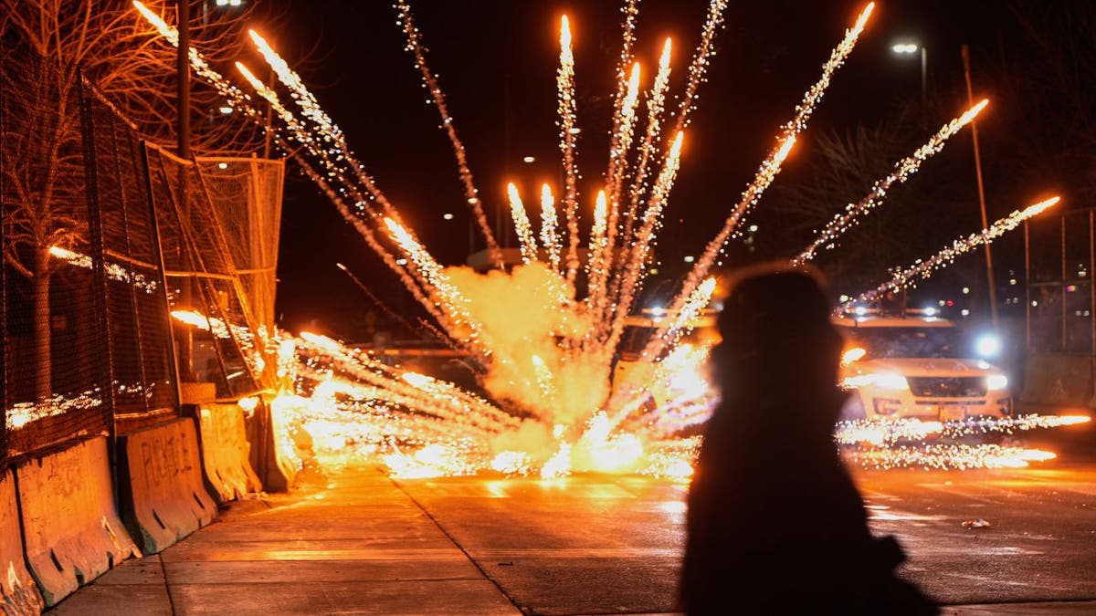 Fireworks on a street