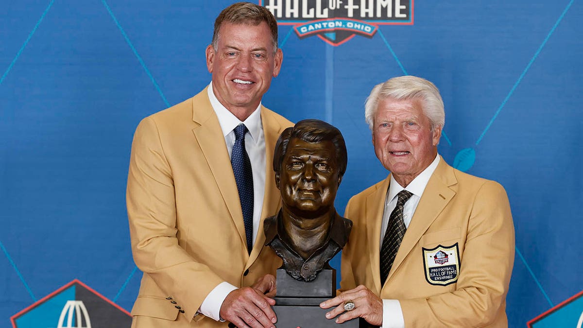 Jimmy Johnson with Troy Aikman in 2021