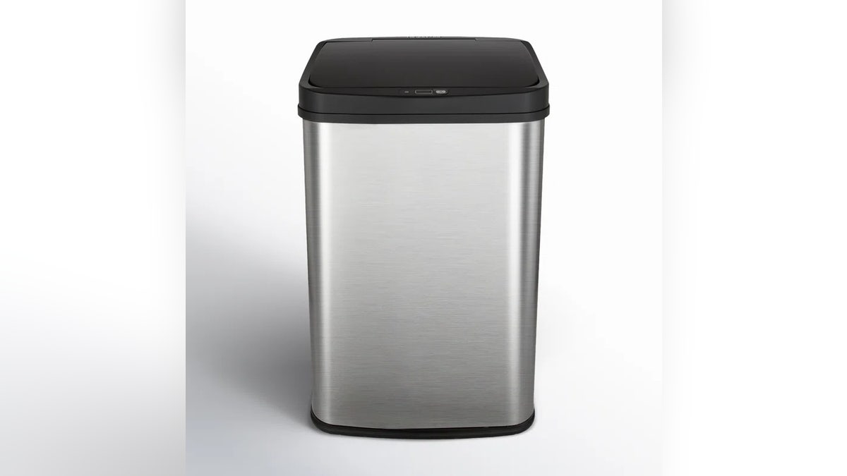 This large trash can has water-resistant infrared sensors.