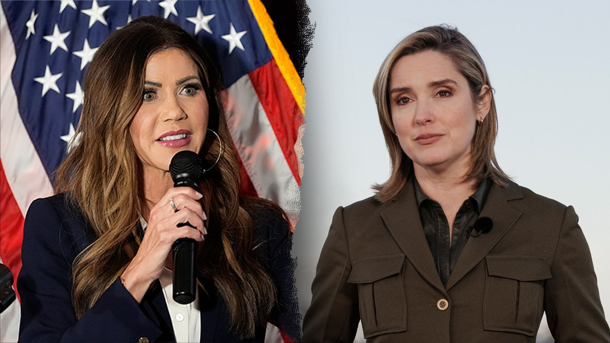 Kristi Noem y Margaret Brennan, de CBS.