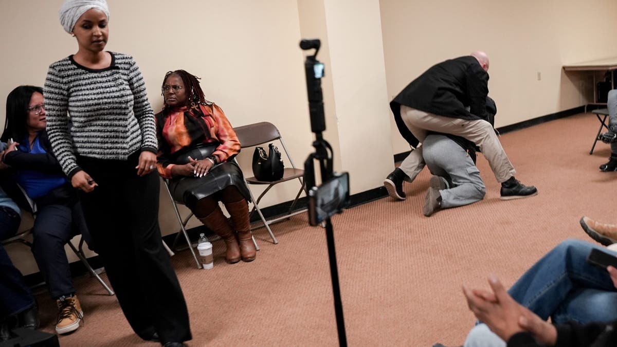 Man tackled after spraying liquid at Rep Ilhan Omar