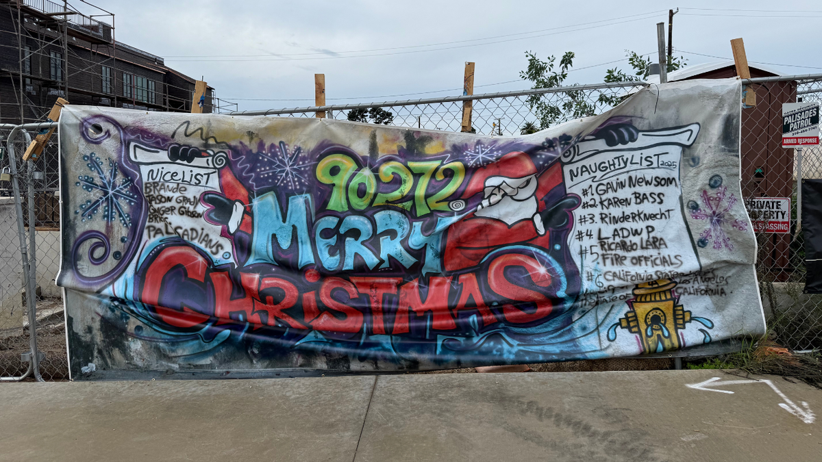 newsom, bass on naughty list of palisades christmas banner