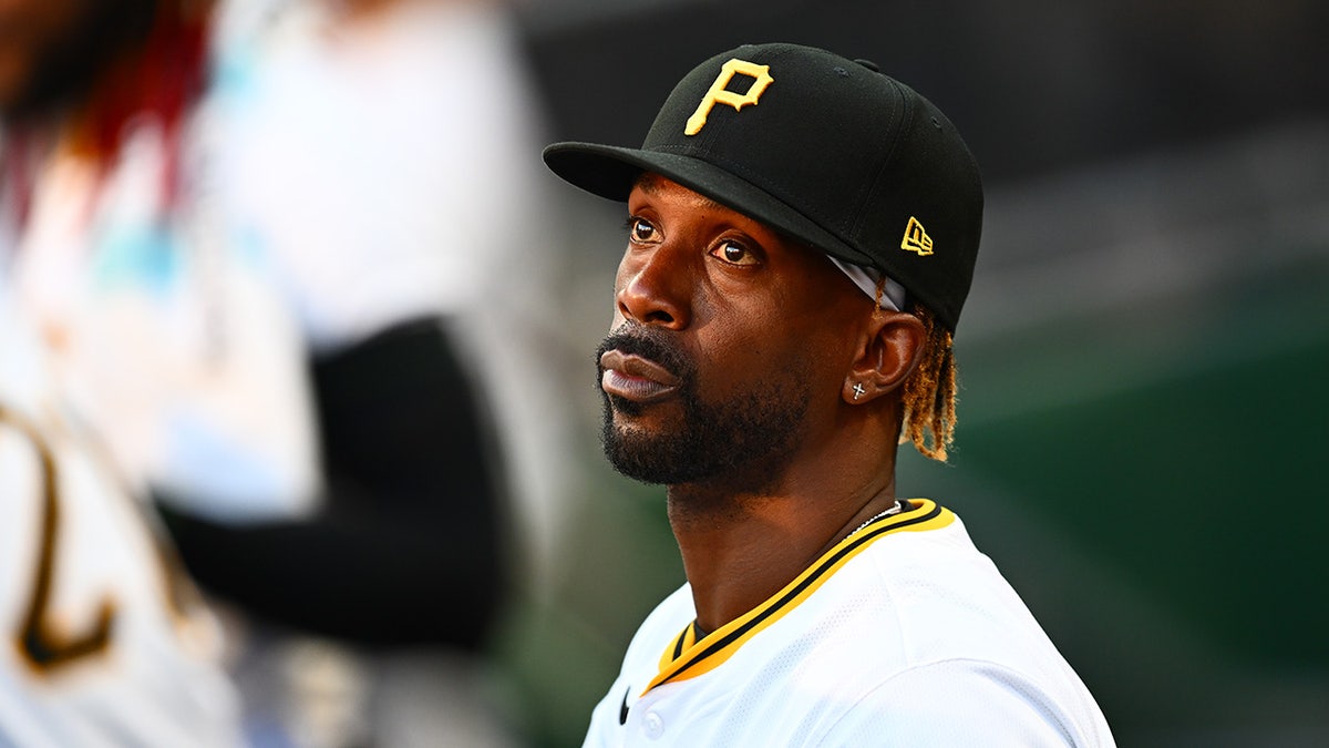 Andrew McCutchen looks on field