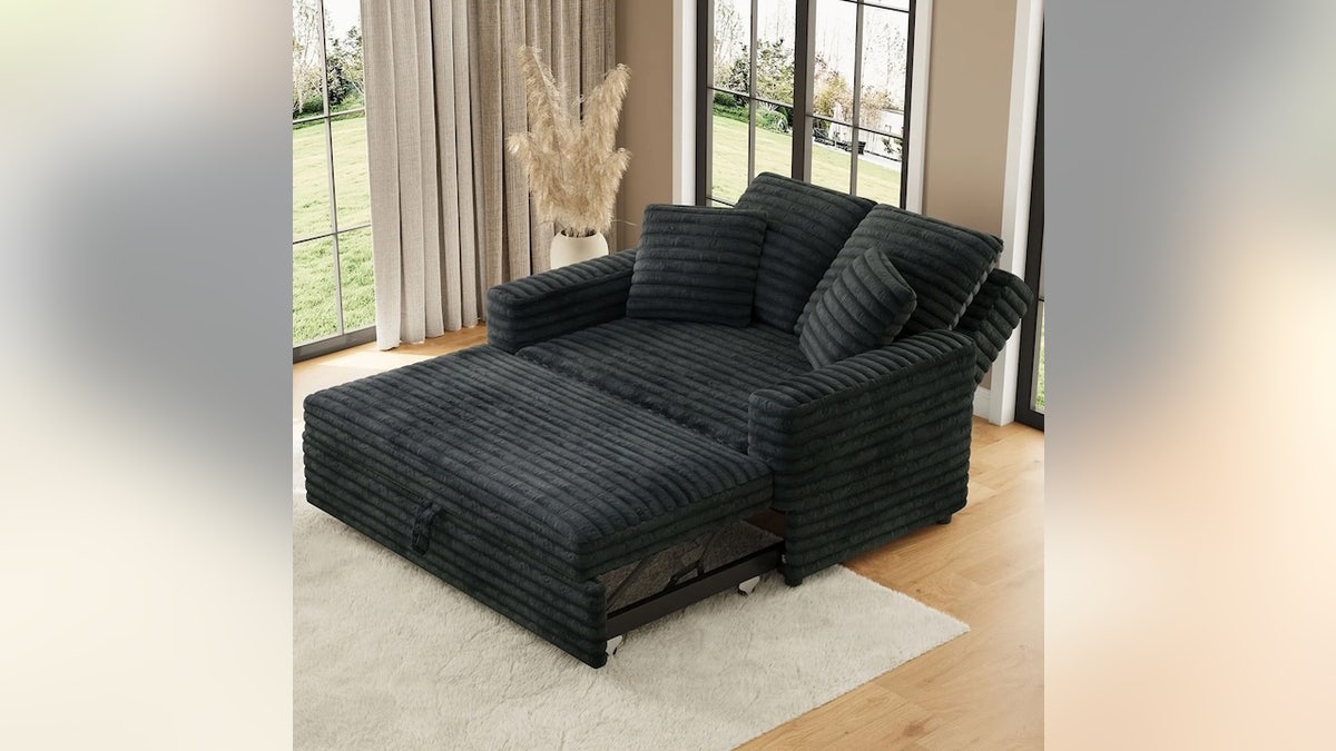 Add extra sleeping space to your home with this soft sofa bed.