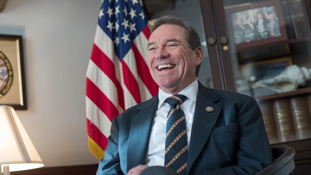 Florida lawmaker speaks during a recorded interview inside a congressional office.