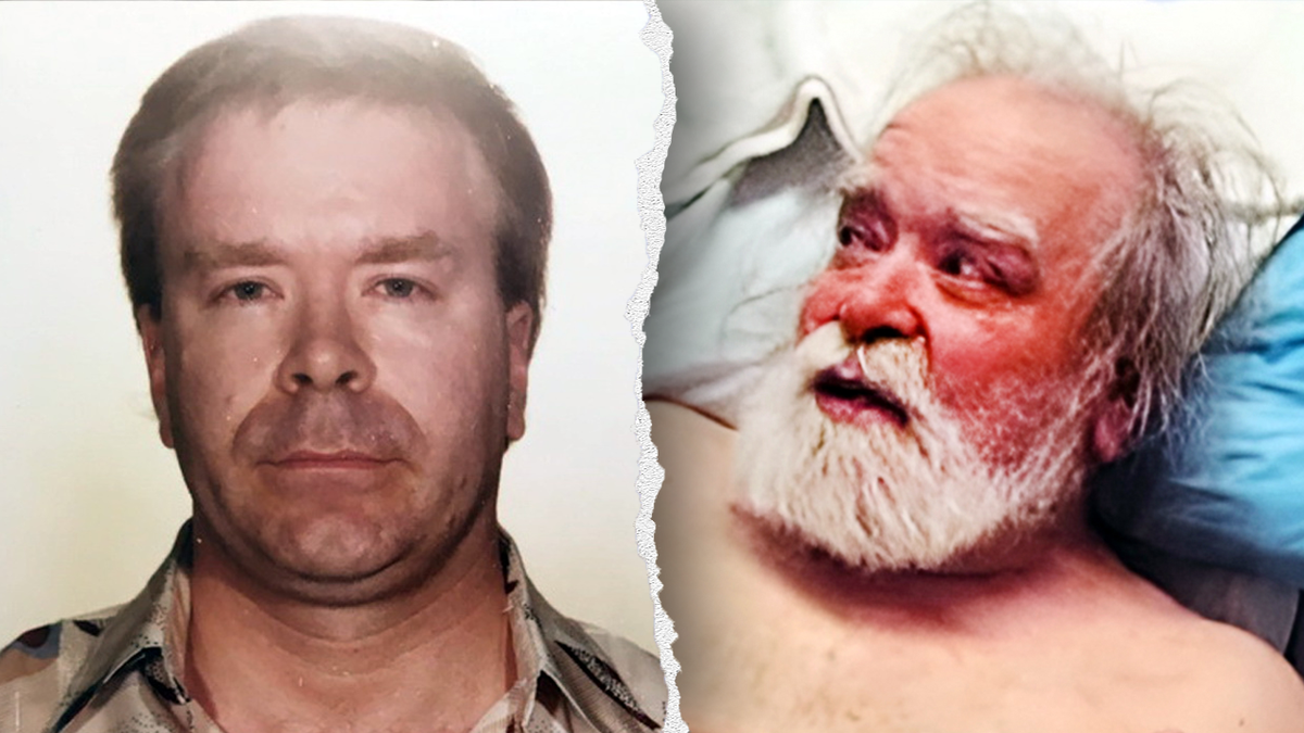 A split image showing younger and older versions of Richard Cottingham, the "Torso Killer"