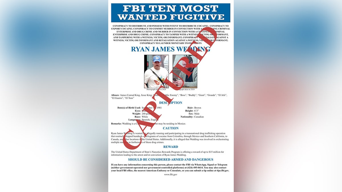 An FBI wanted poster with "captured" crossed  it successful  reddish  letters