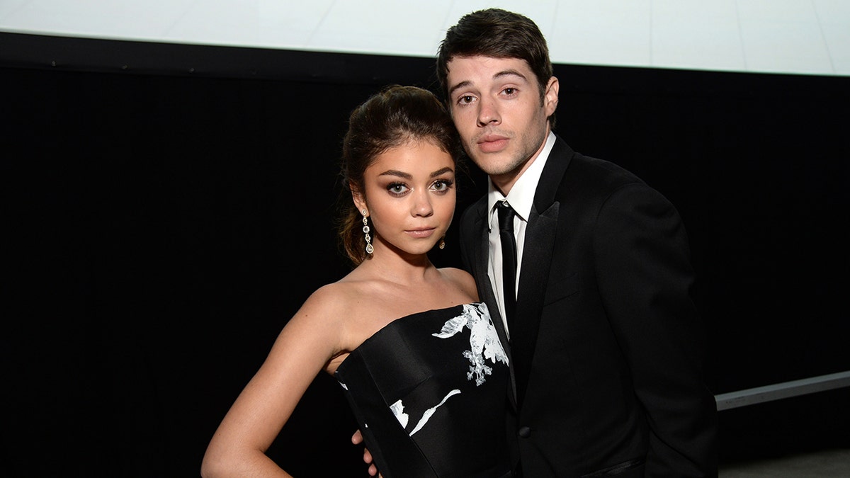 Actors Sarah Hyland and Matt Prokop attend the 22nd Annual Elton John AIDS Foundation Academy Awards Viewing Party in West Hollywood on March 2, 2014.