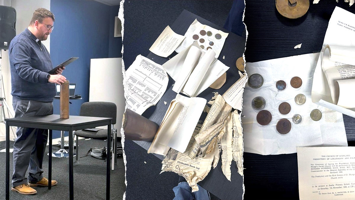 Church official opening capsule, capsule contents