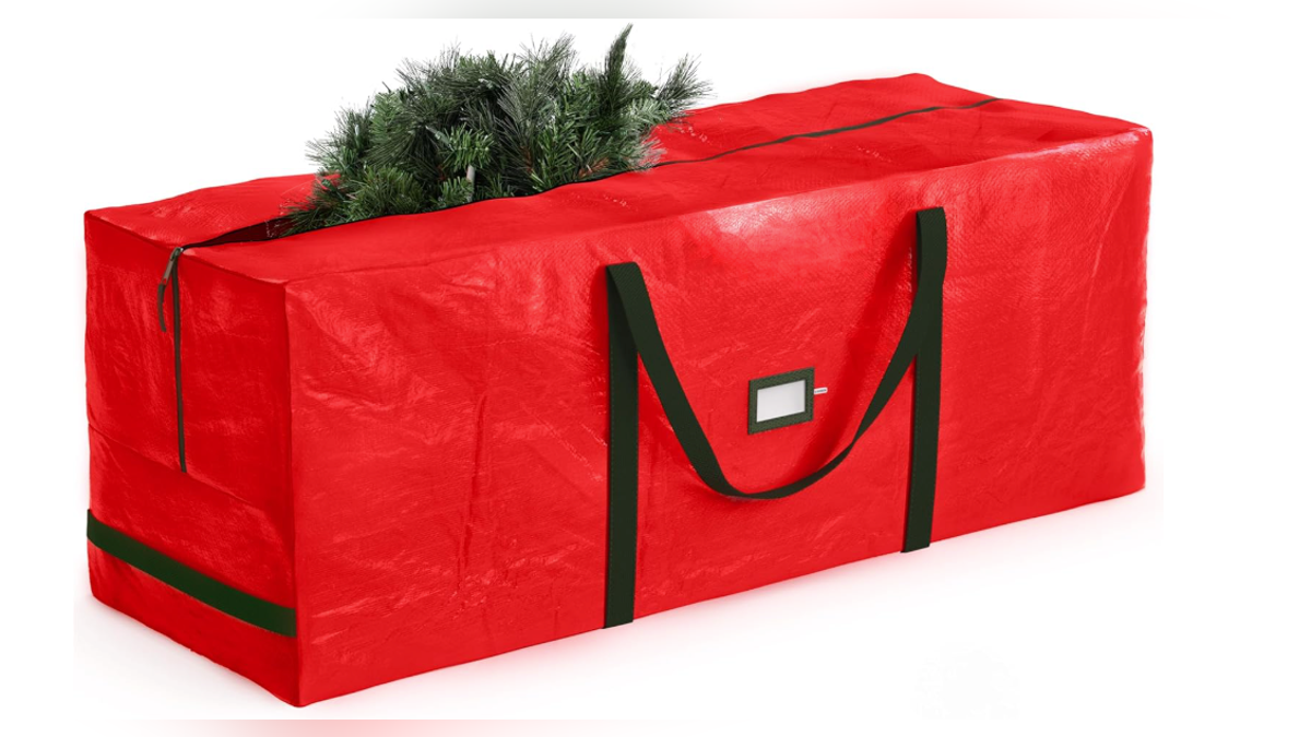 This Christmas tree storage box holds artificial trees up to 9 feet.