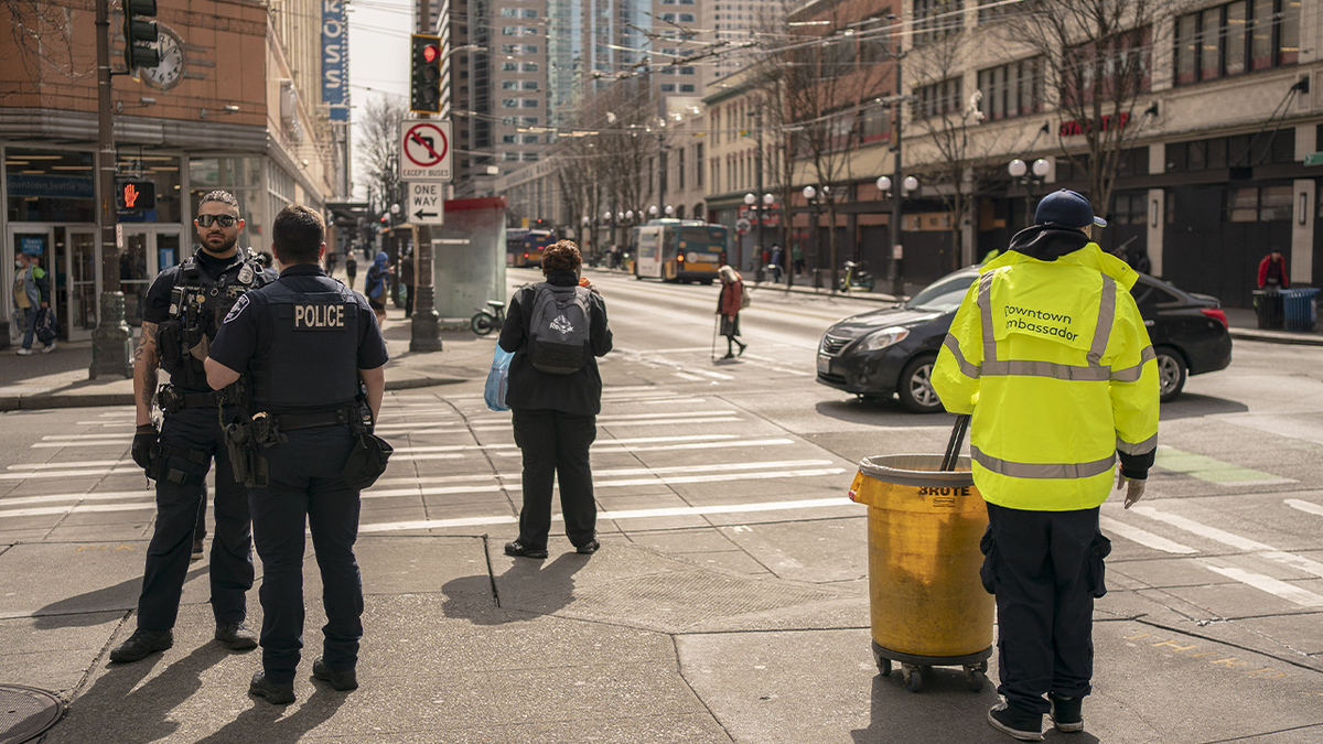 Police in downtown Seattle 
