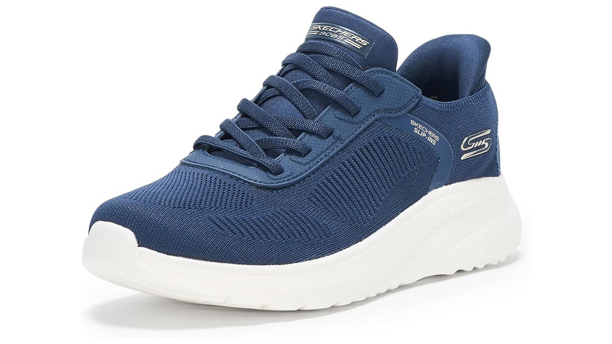 These Skechers are easy to slip on and off.