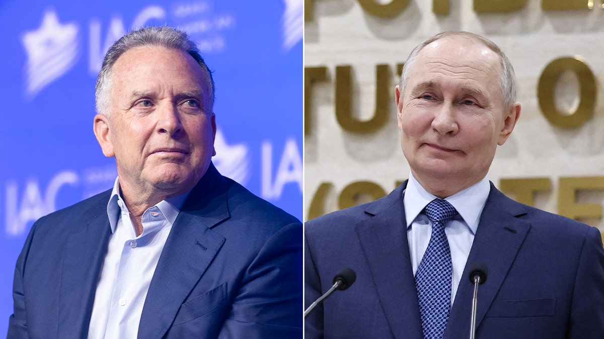 Steve Witkoff and Vladimir Putin shown in a split image
