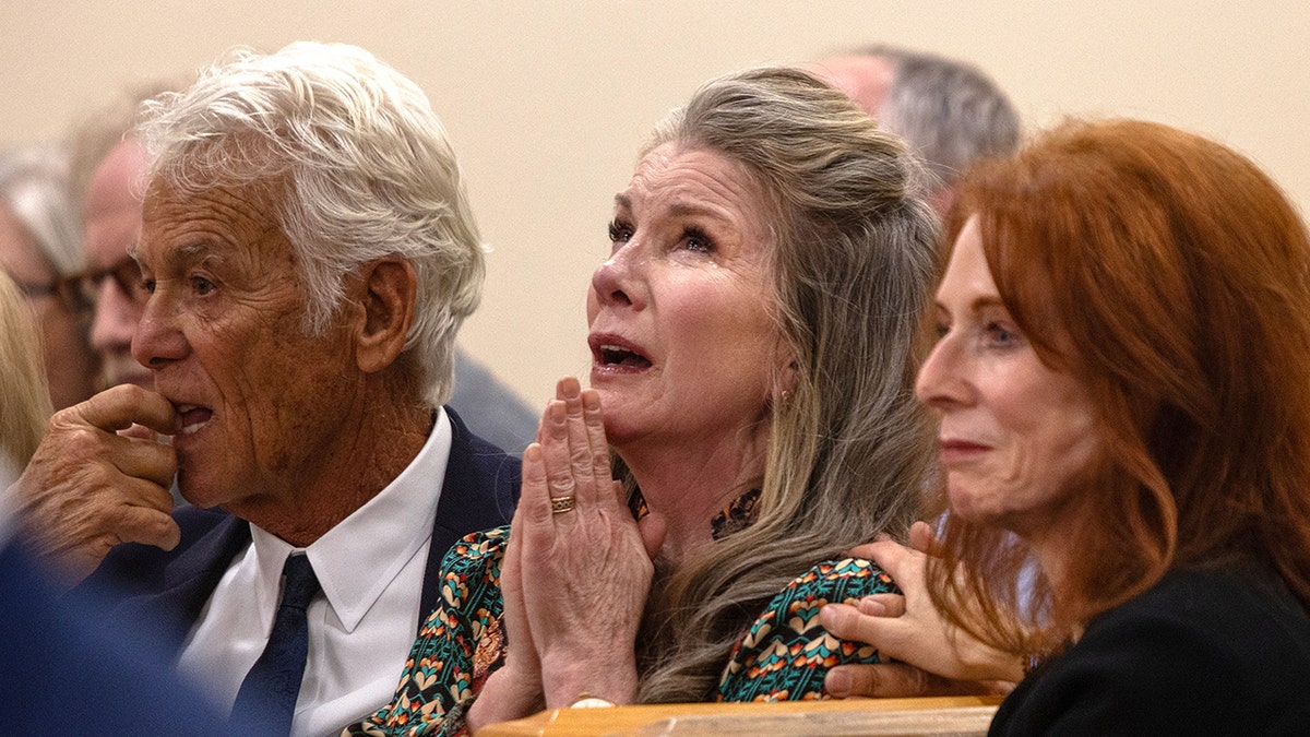 Melissa Gilbert reacts inside courthouse after Timothy Busfield gets bail