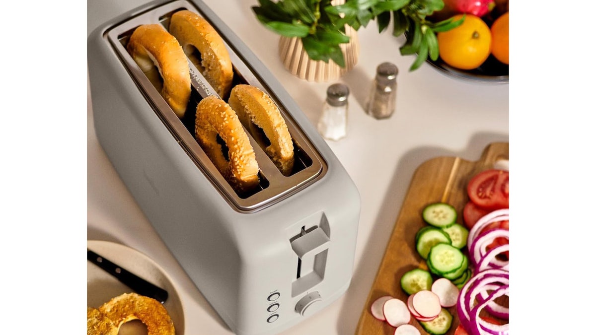 This toaster has slots that are long enough to fit a sourdough slice.