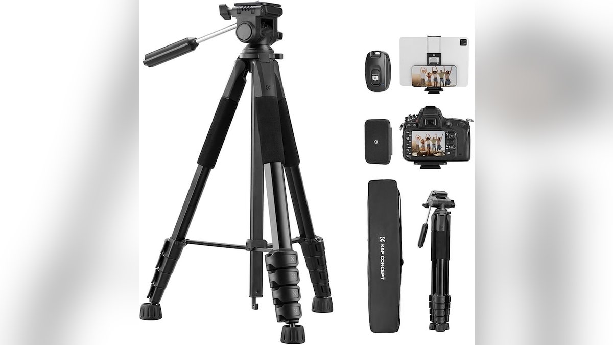 A tripod adds stability when recording videos and taking pictures.