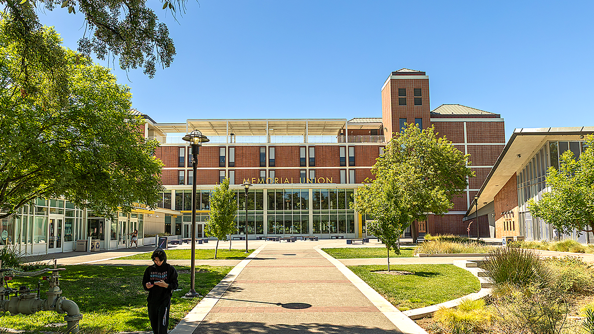 UC Davis Memorial hall stock photo.