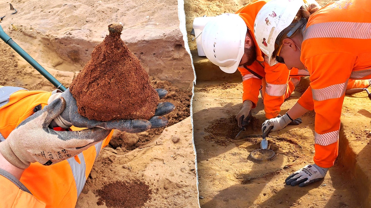 Split image of excavation at site