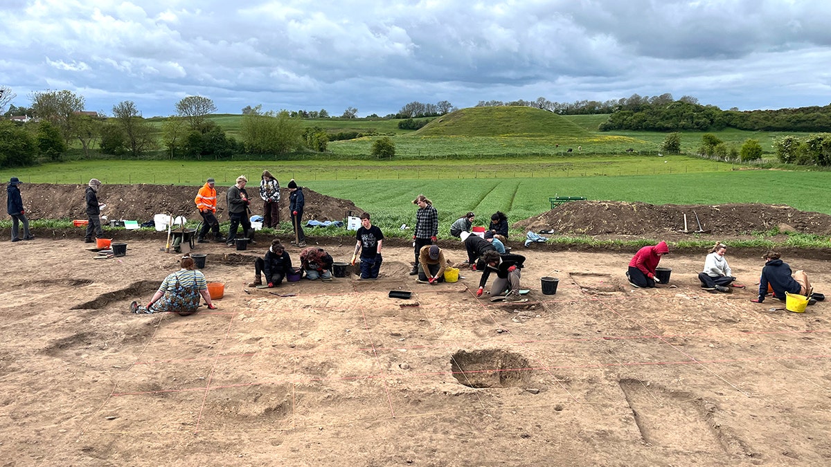 Archaeologists moving   connected  field