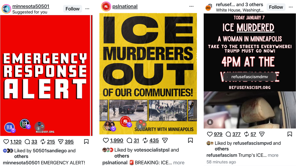 Instagram posts show the rapid response by a network of far-left organizations active in protests in the U.S.