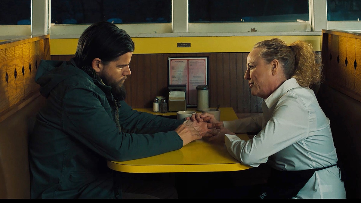 Virginia Madsen acting out a scene from the film "Sheepdog."