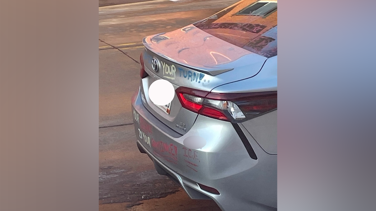 Messages including "F--- ICE" were written on the suspect's alleged vehicle, which was parked outside of the lawmaker's office.