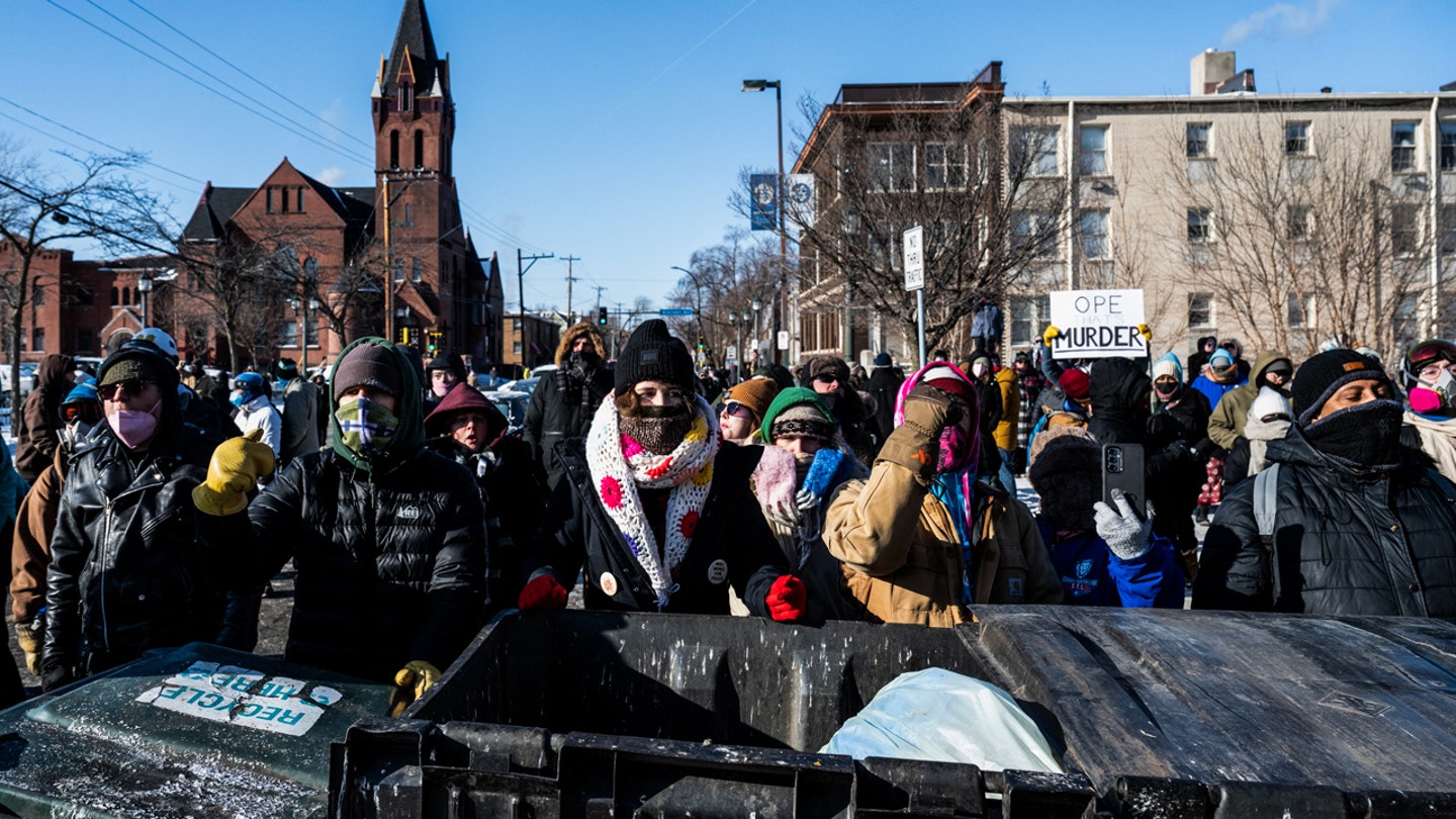 Anti-ICE agitators gather near the site of the shooting in Minneapolis. (Roberto Schmidt / AFP via Getty Images)