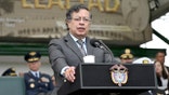 Colombia's President Gustavo Petro delivering a speech at a military cadet school in Bogota
